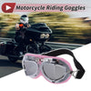 Motorcycle Riding Goggles Silver Tone Lens Pink Frame PC Cycling Sunglasses