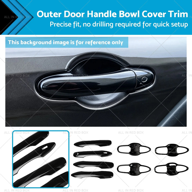 Toyota Camry 8 x Black Outer Door Handle Bowl Cover Trim (2018-2023)