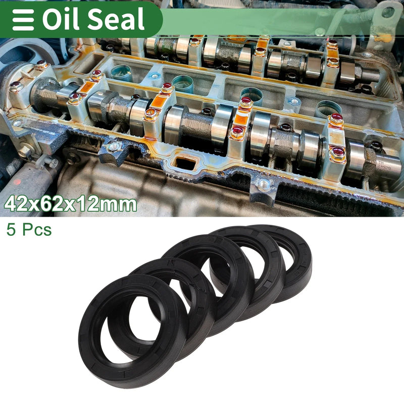 Make Model Oil Seal 42x62x12mm NBR Rubber High Pressure Black 5 Pcs