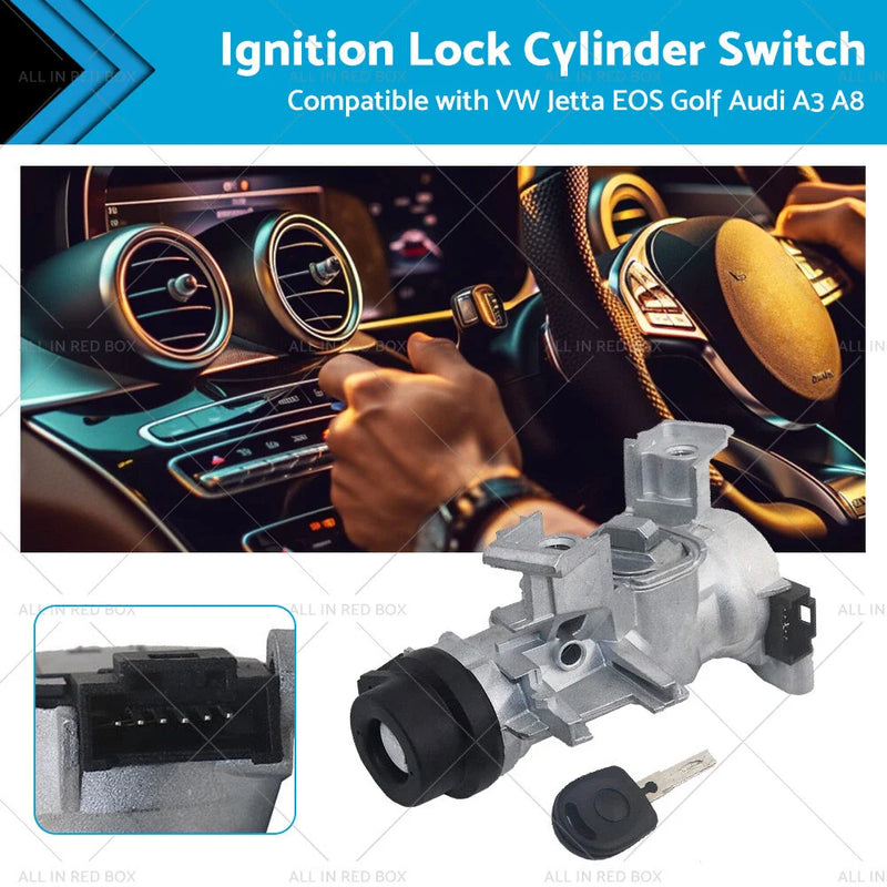 VW Audi A3 Ignition Lock Cylinder Switch & Housing Assembly w/ Key (2006-2013)