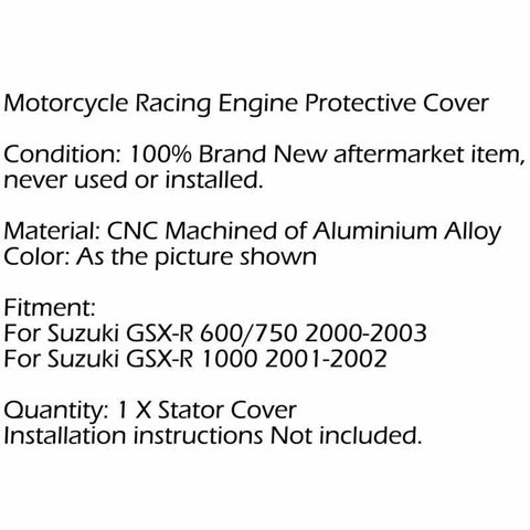 Suzuki GSXR600 / 750 / 1000 Alternator Engine Cover (2001-2023)