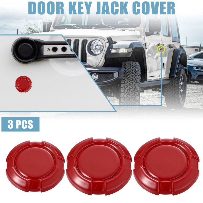 Jeep Wrangler JL JLU (2018-2021) - Red 3 x Pcs Exterior Door Key Jack Cover