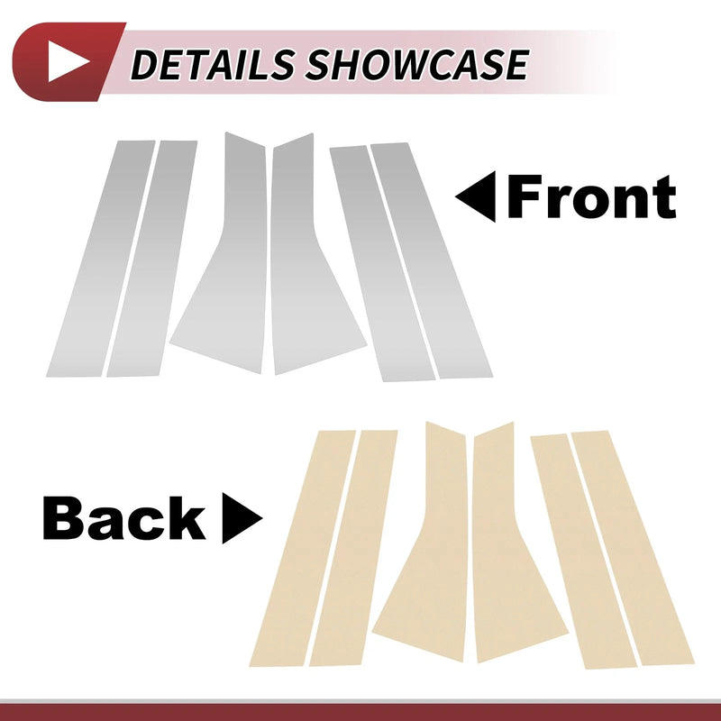 Ford Edge (2015-2020) Silver Tone 6 Pcs Door Pillar Window Trim
