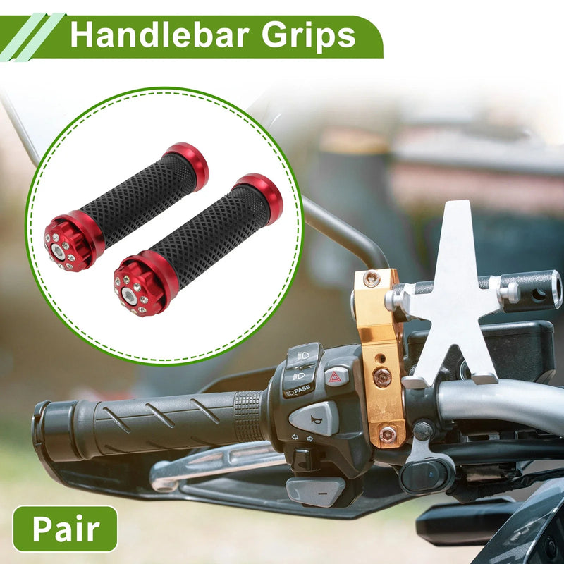 Motorcycle Handlebar Aluminum Rubber Red 7/8" 22mm Hand Grips Cover