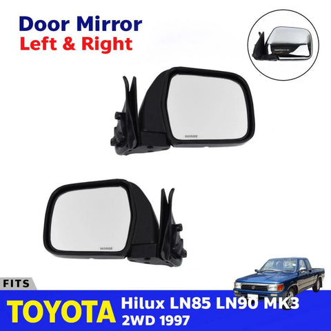 Side Door Mirror Rear View Pair Chrome Fits Toyota Hilux SR LN85 LN106 1989-97