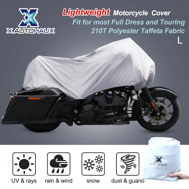 MakeModel L Size Motorcycle Cover Rain Dust Protector Silver Tone
