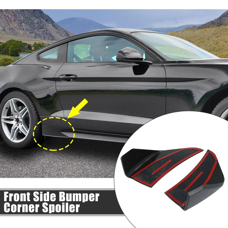 Ford Mustang (2015-2020) Black Front Side Bumper Corner Spoilers