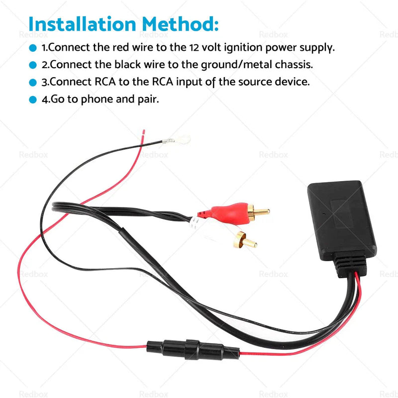 Car Audio Stereo 12V Bluetooth AUX Receiver Module with 2RCA Cable
