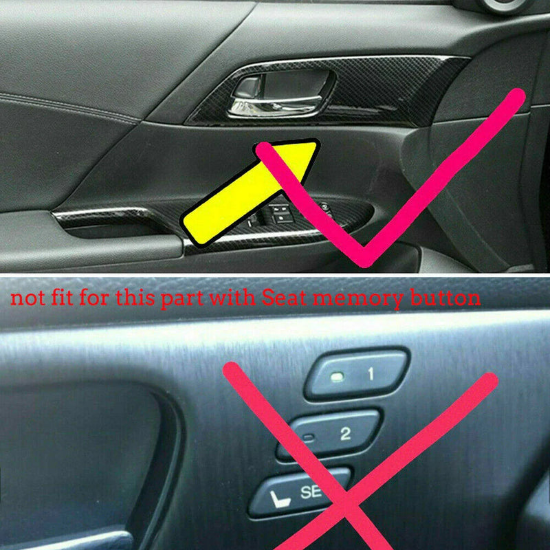 Honda Accord 4x Carbon Fiber Inner Door Handle Panel Cover Trim (2013–2017)