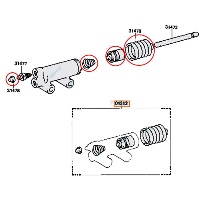 Toyota Hilux LN56 YN57 YN58 Clutch Slave Cylinder Repair Kit (1983-1988)