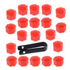 17mm Red Car Wheel Hub Screw Nut Lug Dust Cover Caps (2) with Tool
