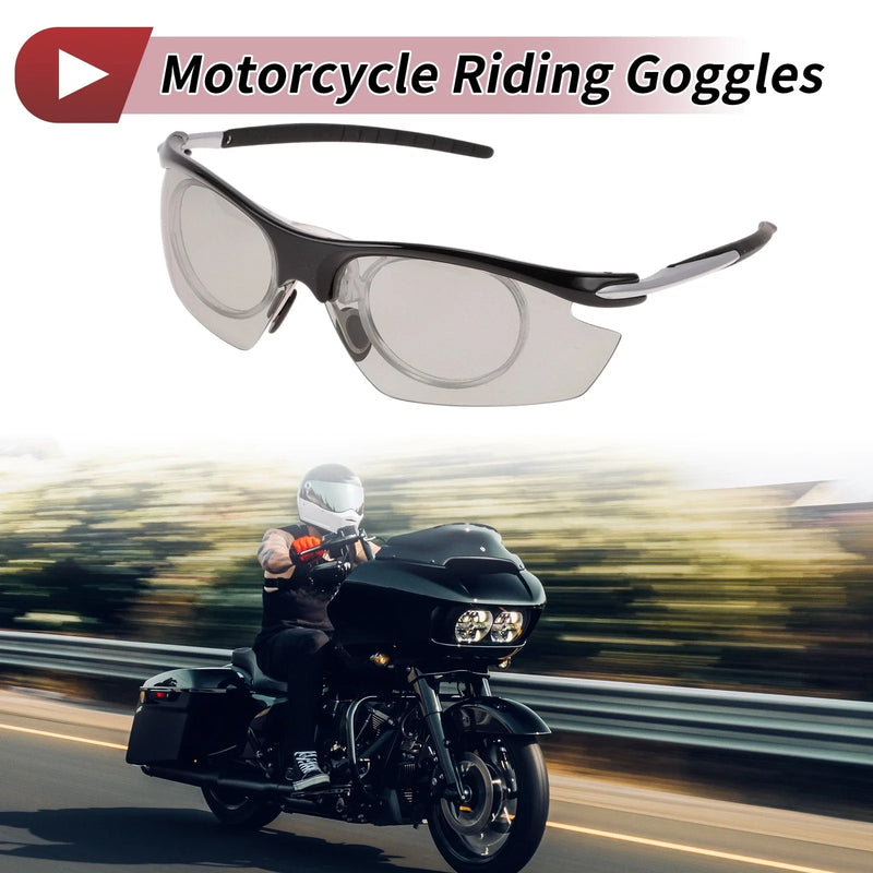 1 Pc Motorcycle Riding Goggles Light Gray Lens Black Gray Frame