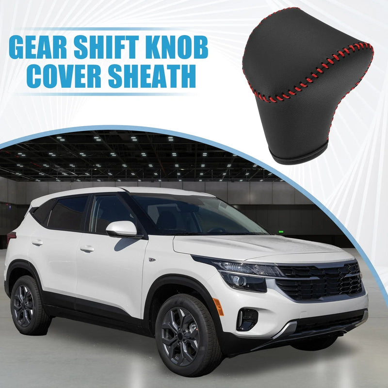 Kia Seltos (2021-2023) Black Red Stitches Gear Shift Knob Cover
