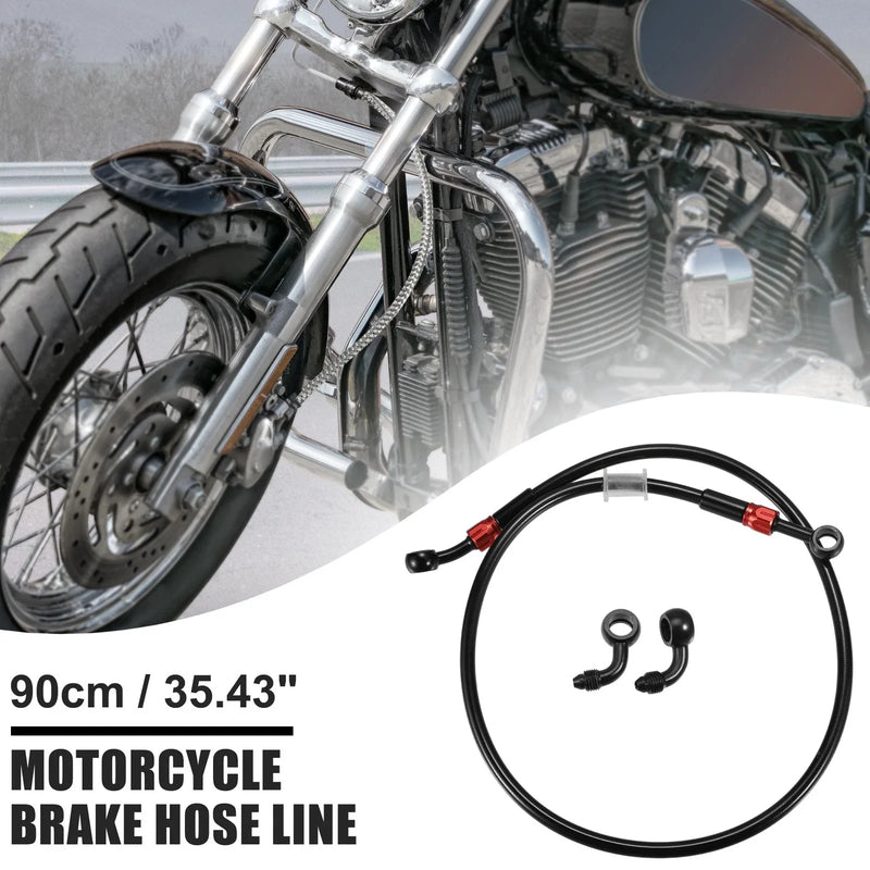 Motorcycle 1 Set Brake Line Hose 90cm Black Red