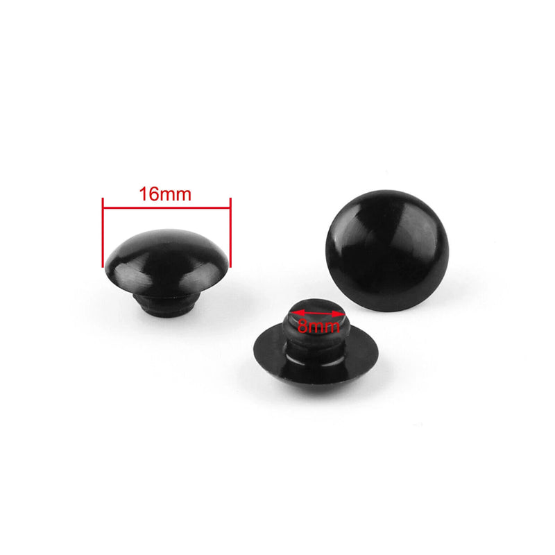Motorcycle Screws 10 x M10 Black Protective Caps (AH)