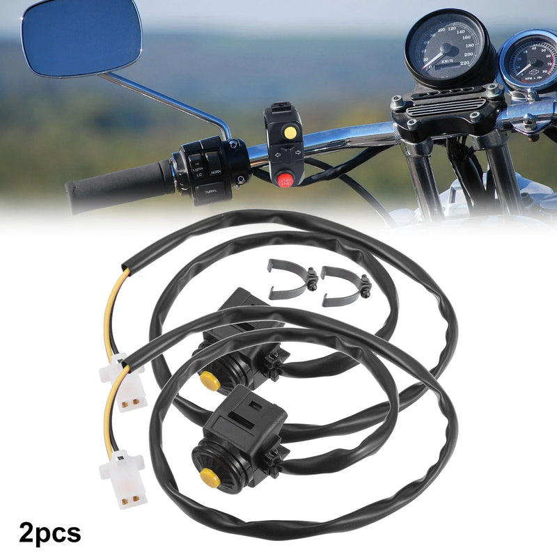 Motorcycle 7/8" Handlebar Switch Button Assembly 2 x