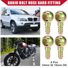 Car Motorcycle 4 Pcs Banjo Bolt Hose Barb Fitting 14mm ID 10mm OD
