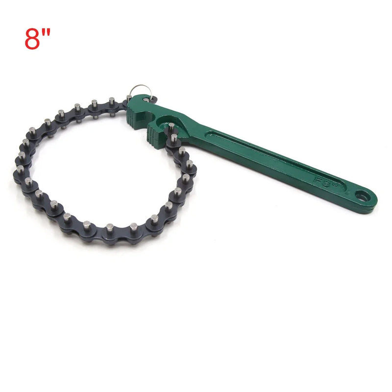 Motorcycle Car 8" Oil Filter Chain Wrench Spanner Removal Tool