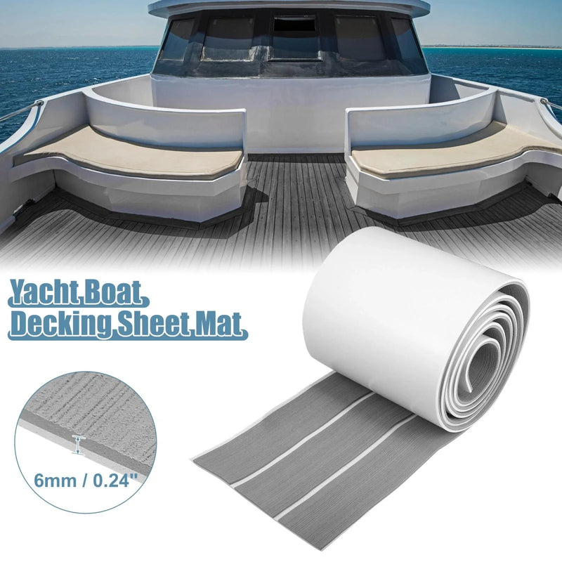 Boat Yacht Marine Gray White 95x7 EVA Faux Teak Decking Sheet Flooring Mat
