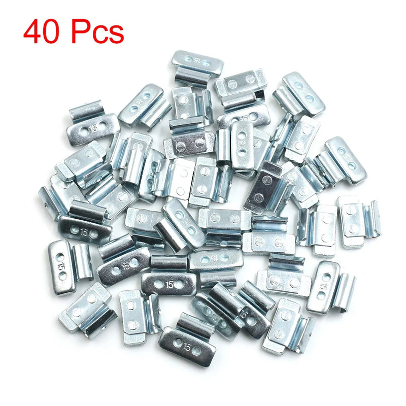 Motorcycle Car 15g Clip-on Tyre Wheel Balance Weights 28 x 21mm 40pcs