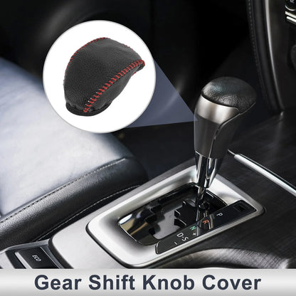 Car Gear Shift Knob Cover for Toyota RAV4 2019-2024, Pebbled Black Red