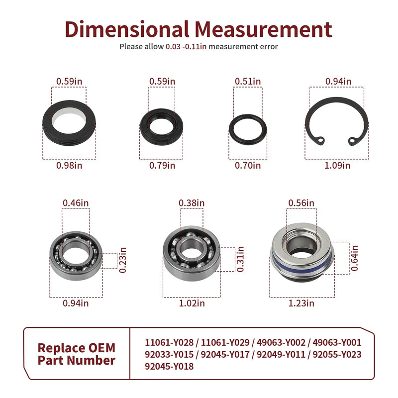 Kawasaki Brute Force 300 Water Pump Gasket Bearing Seal Kit (2012–2024)
