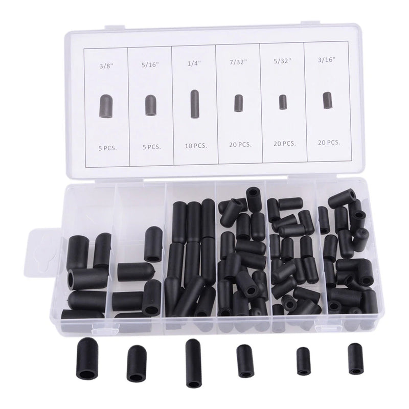 Cars 80pcs Rubber Carburetor & Vacuum Cap Assortment 3/16" - 7/32"