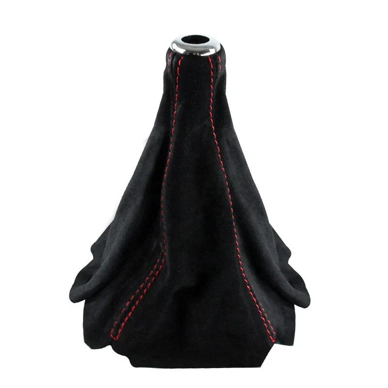 Car Universal Black & Red Gear Shift Knob Boot Gaiter Cover