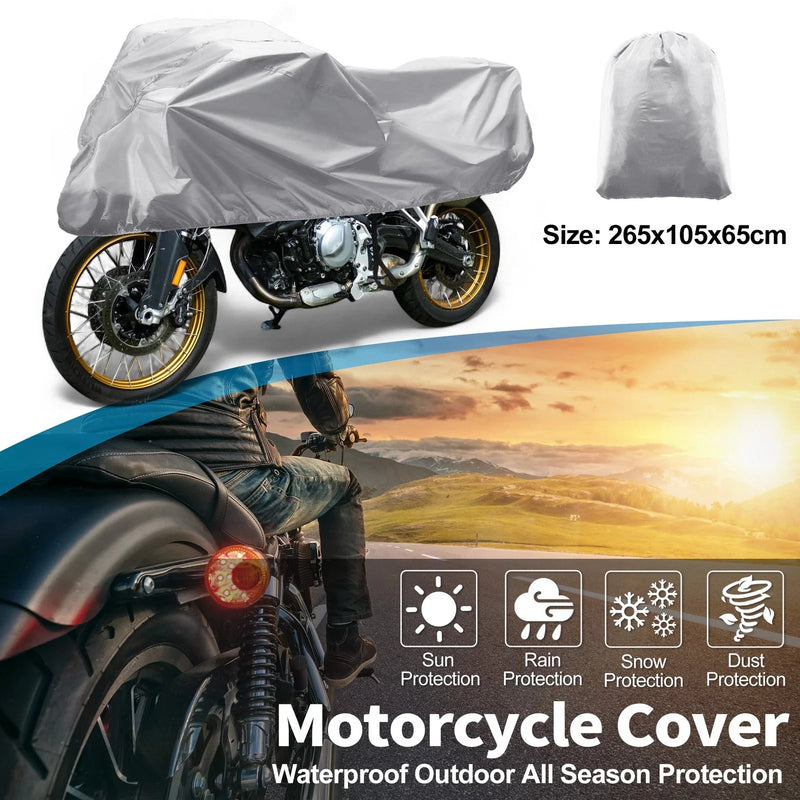 Make Model Motorcycle Cover Half Cover Waterproof 420D-PU Silver Tone