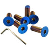 Boss Kit 6 x Flat Head Burnt Titanium Blue Steering Wheel Bolts