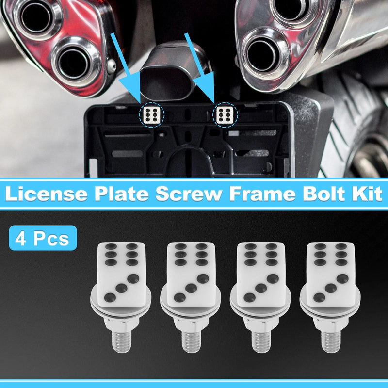4 pcs Universal Motorcycle M6 License Plate Screws Cover 3.45 cm White