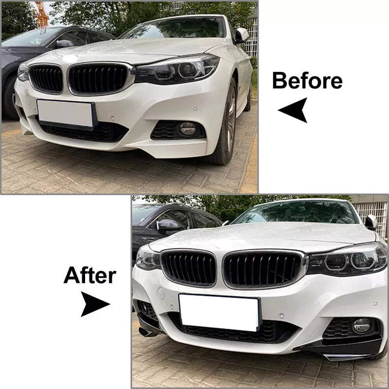 BMW 3 Series F34 GT M Sport Front Bumper Splitter Lip Fins (2014-2019)