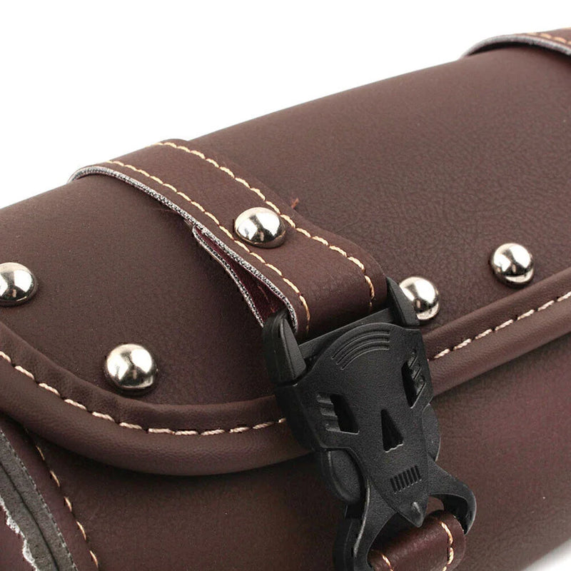 Motorcycle Handlebar Sissy Bar Saddlebag Mini Retro PU Leather Tool Bag