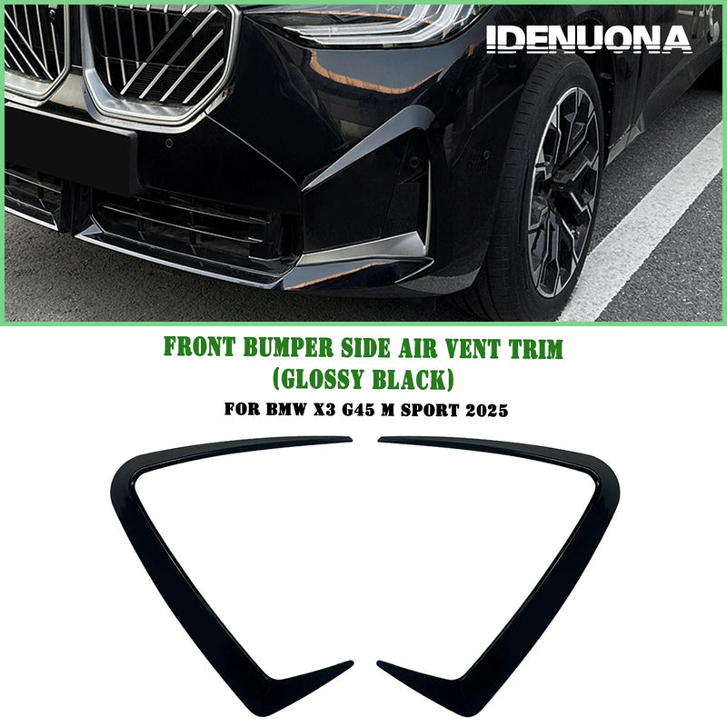 BMW X3 2 x Gloss Black Front Bumper Side Air Vent Trim Covers (2025)