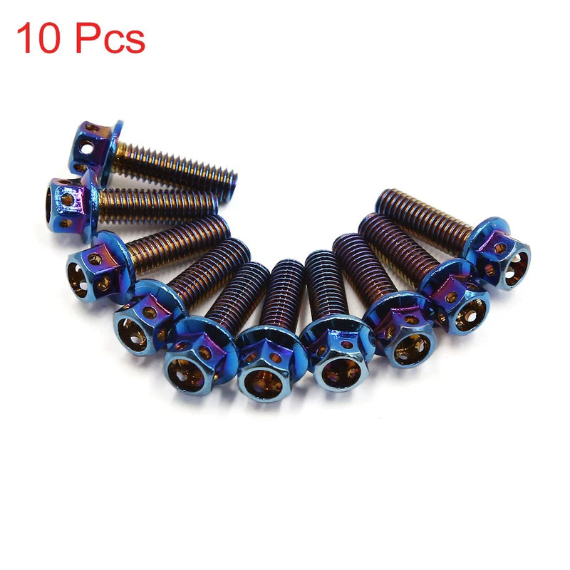 Motorcycle 10 x Colorful M6 Titanium Tone Hexagon Bolts Fasteners