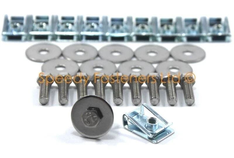VW Transporter Beetle Golf 10 x Integrado Birlos Panel Clips C Inoxidable