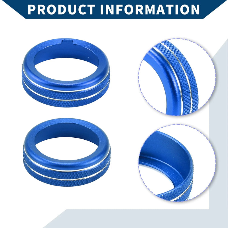 Ford Mustang (2015-2021) - 2 Pcs Blue AC Climate Switch Knob Cover Ring