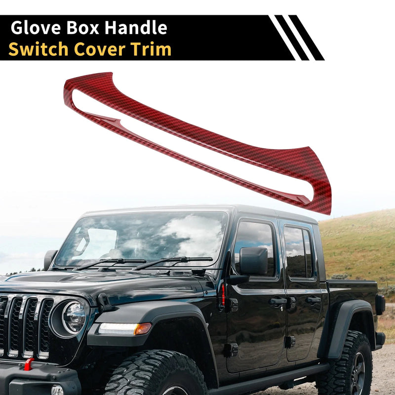 Jeep Wrangler JK 2007-2018 Red Carbon Fiber Glove Box Handle Switch Cover Trim