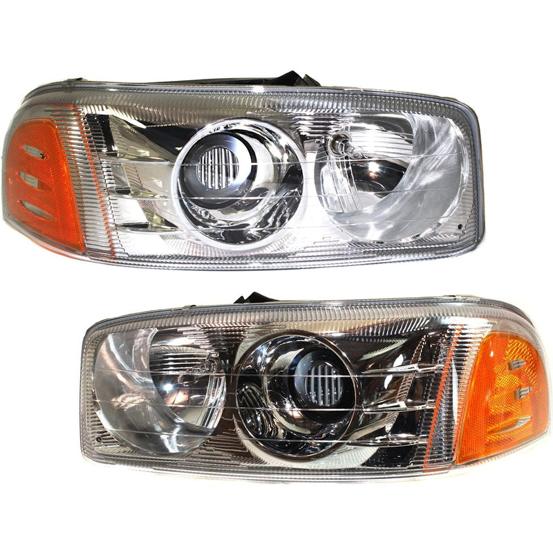 LH & RH Headlights For GMC Sierra 1500 2001-2006 Halogen