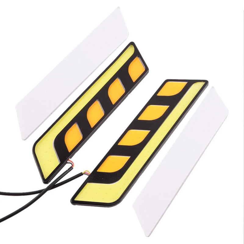 Car DC 12V White Amber COB LED DRL Fog Lights