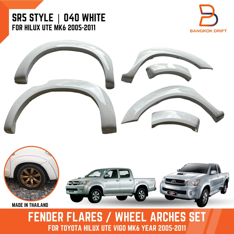 Toyota Hilux Ute Vigo MK6 2005-2011 Double Cab White Fender Flare Arch
