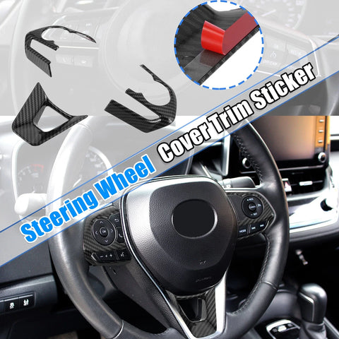 Toyota Corolla 3 Pcs Carbon Fiber Pattern Black Steering Wheel Cover Trim