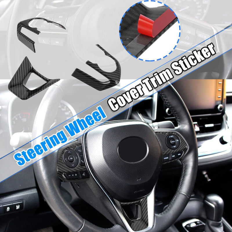 Toyota Corolla 3 Pcs Carbon Fiber Pattern Black Steering Wheel Cover Trim