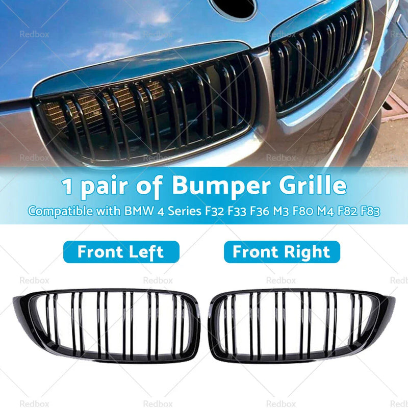 BMW 4 Series F32 F33 F36 M3 F80 M4 Gloss Black Bumper Grille (2014-2020)