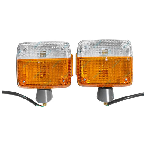 Toyota Landcruiser FJ / HJ / BJ 65-85 LH+RH Front Corner Lights Pair w/Grey Base