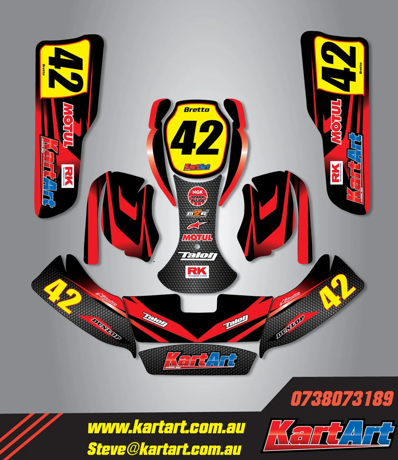 Zanardi Kart - Thunder Style Graphics Custom KART ART Sticker Kit