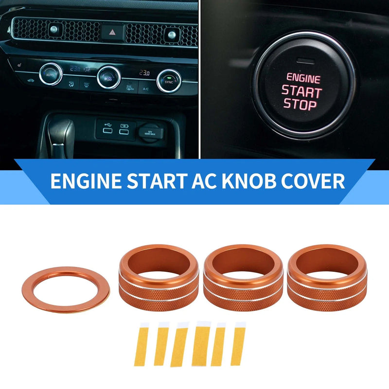 Honda Civic (2022-2024) - 4 Pcs AC Engine Start Switch Knob Cover Ring