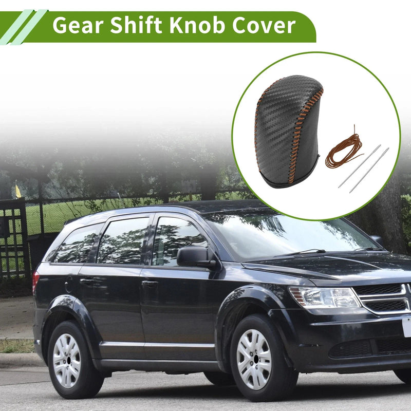 Dodge Journey Black Carbon Fiber Brown Gear Shift Knob Cover (11-20)