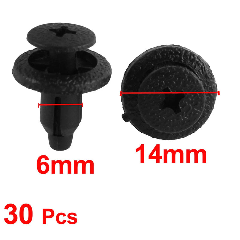 Toyota 30 Pcs 6mm Trim Panel Plastic Rivets Clips