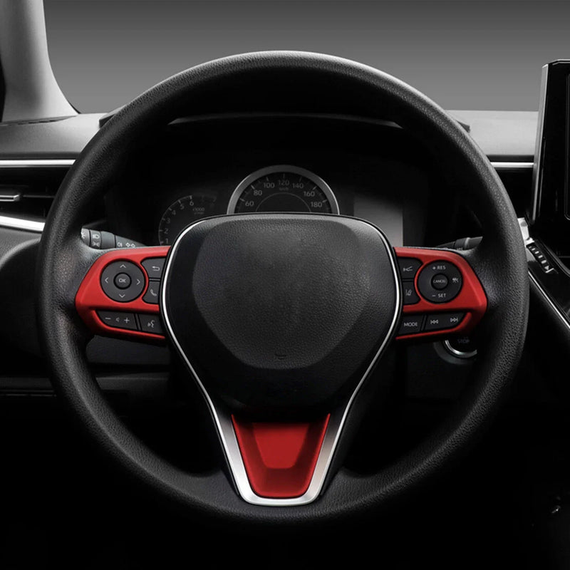 Toyota Corolla 3 x Red Inner Steering Wheel Strip Covers (2019-2021)